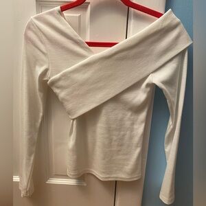 Amazon Essentials Women’s Slim-fit Asymmetrical Ribbed White Top